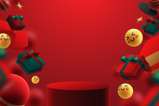 Vettore gratuito sfondo di natale 3d con emoji