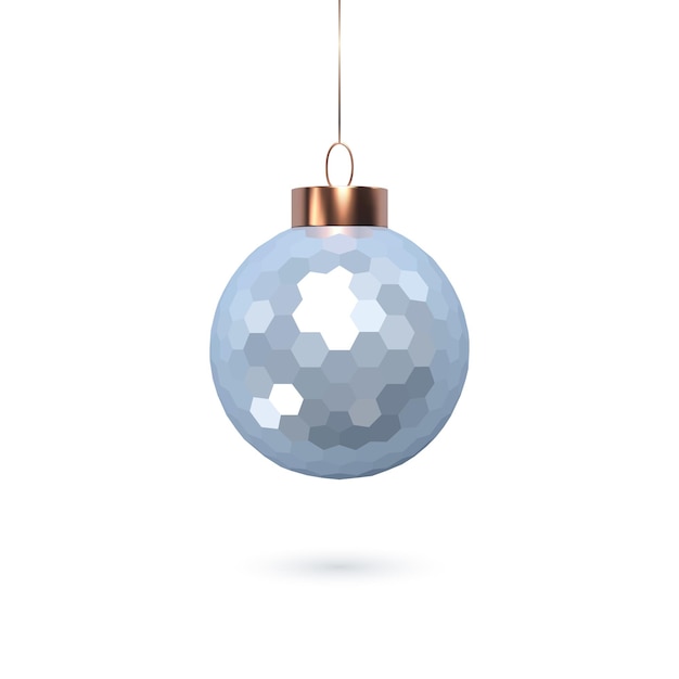 Бесплатное векторное изображение 3d рождественский глянцевый синий шар