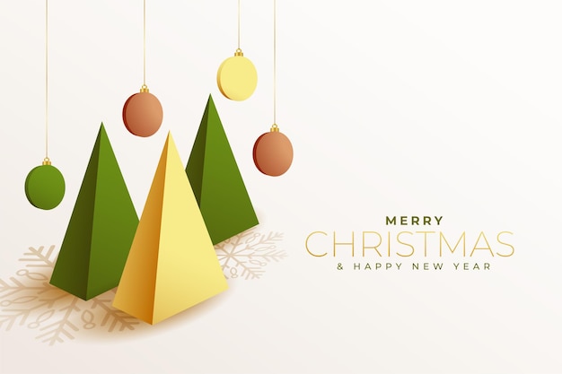 3d christmas tree in minimal style design with baubles