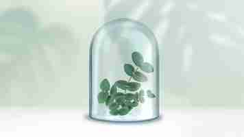 Free vector 3d clear glass bell cover for plant to display