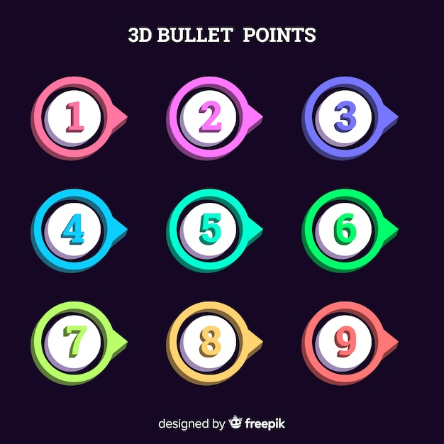 3d Colorful Bullet Point Collection