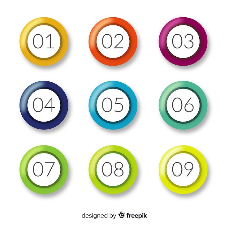 Free Vector 3d colorful bullet point collection