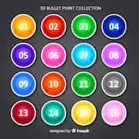 Free vector 3d colorful bullet point collection