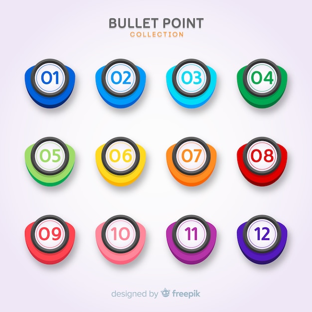 3d colorful bullet point collection