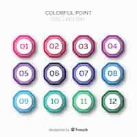 Free vector 3d colorful bullet point collection