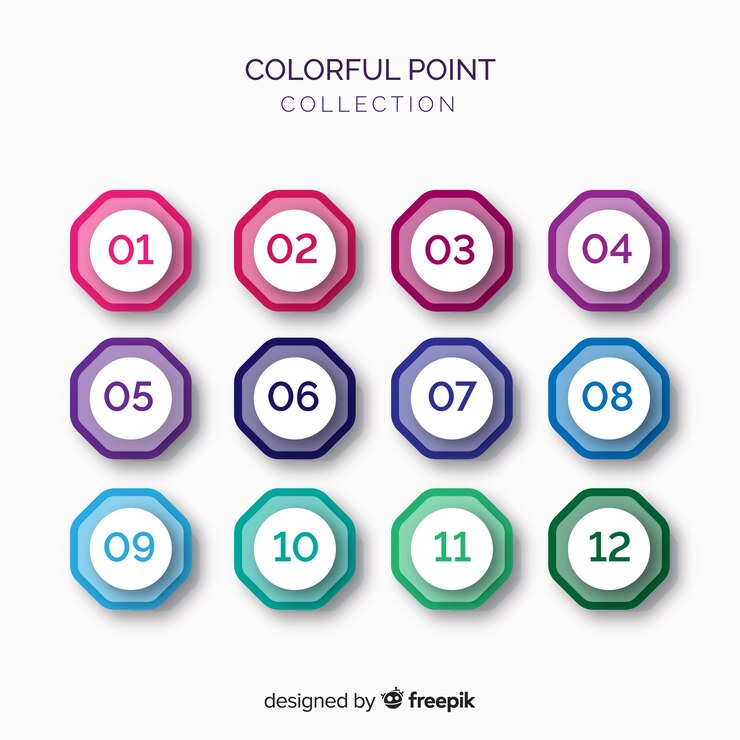 Free Vector 3d colorful bullet point collection