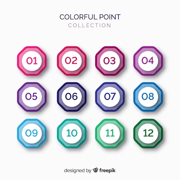 3d colorful bullet point collection