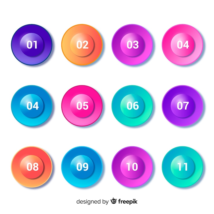 Free Vector 3d colorful bullet point collection