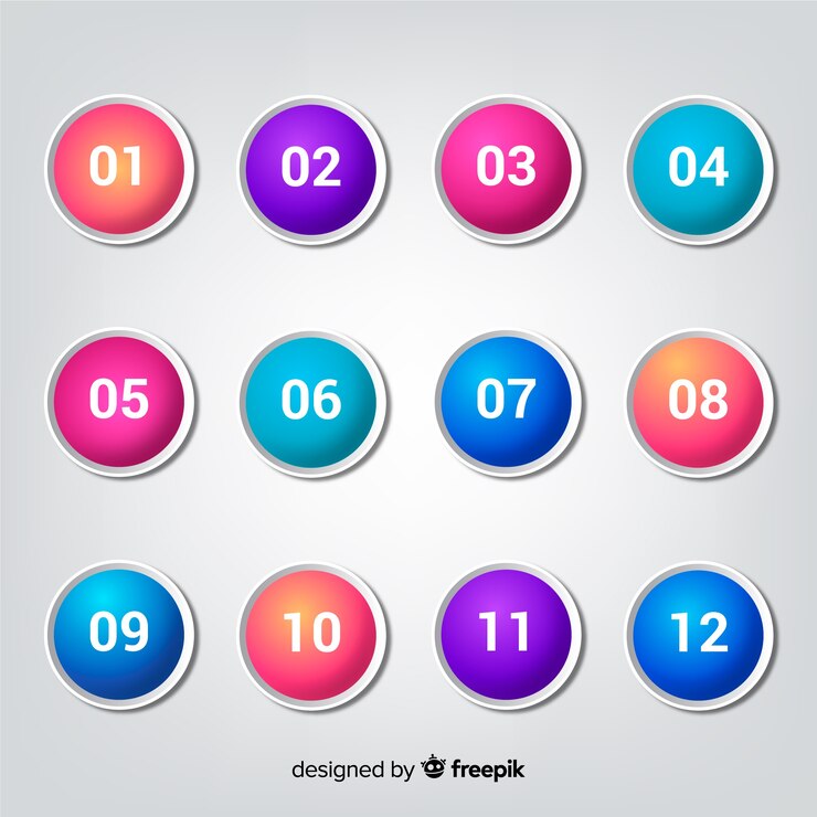 Free Vector 3d colorful bullet point collection