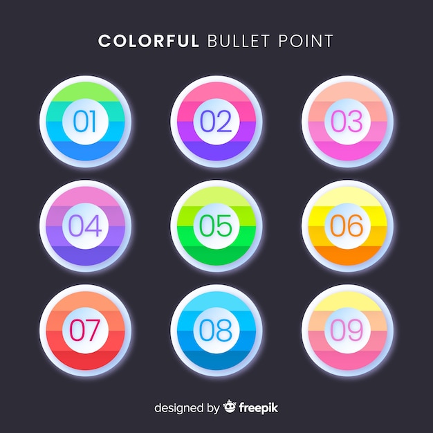 Free vector 3d colorful bullet point collection