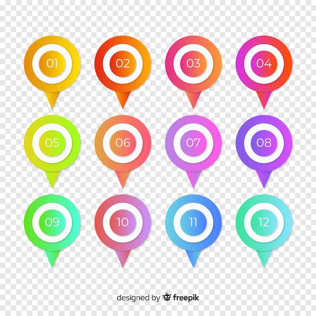 Free vector 3d colorful bullet point collection