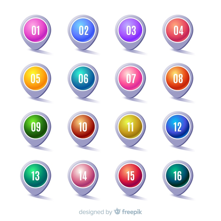 Free Vector 3d colorful bullet point collection