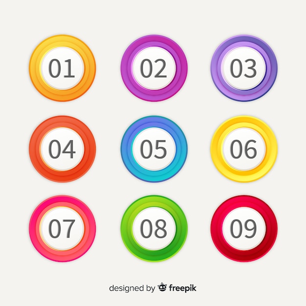 Free vector 3d colorful bullet point collection