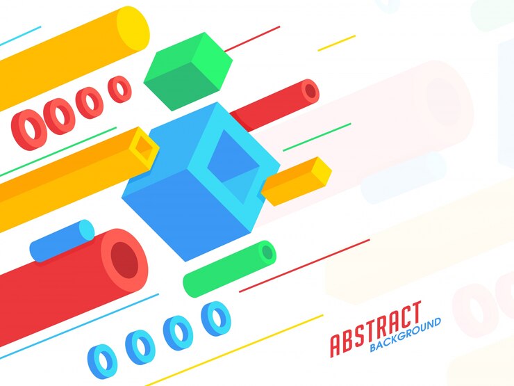 Free Vector  3d colorful geometrical elements decorated abstract background. 