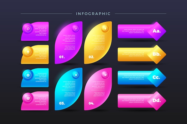 3d colourful flossy infographic in various shapes