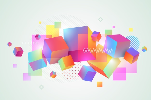 3d forme geometriche a strati colorati per landing page