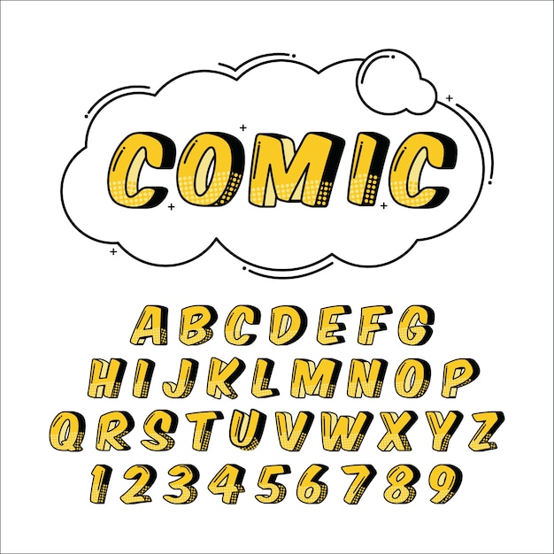 3d comic alphabet set