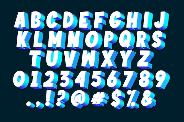 3D comic alphabet set