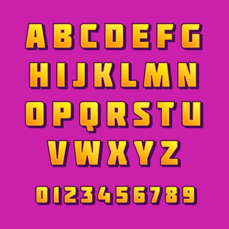 Free Vector 3d comic alphabet