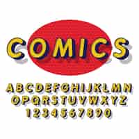 Vettore gratuito alfabeto comico 3d