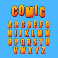 Vettore gratuito alfabeto in stile fumetto 3d