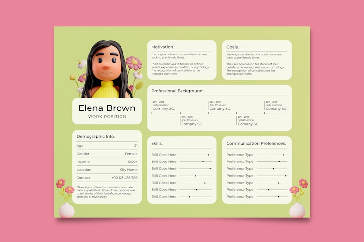 मुफ़्त वेक्टर 3d consumer persona infographic template