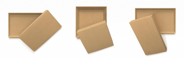 Free Vector 3d craft gift box top view mockup empty package