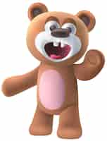 Free vector 3d cute bear cartoon character