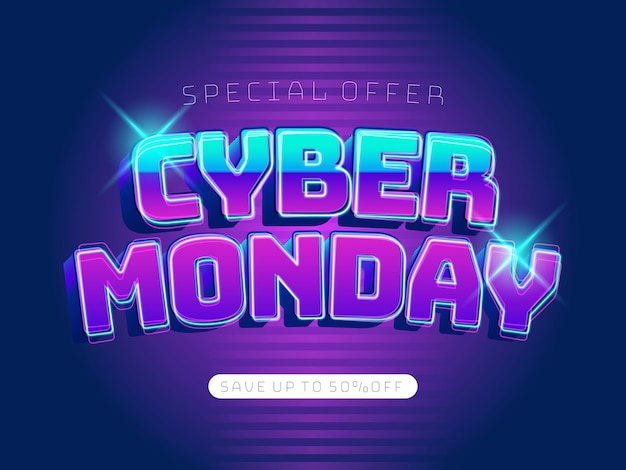 Modello di banner 3d cyber lunedì