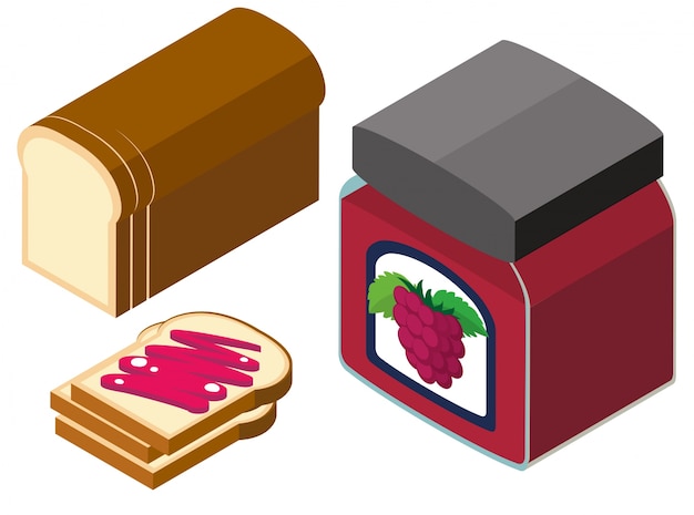 3D design for bread and grapes jam