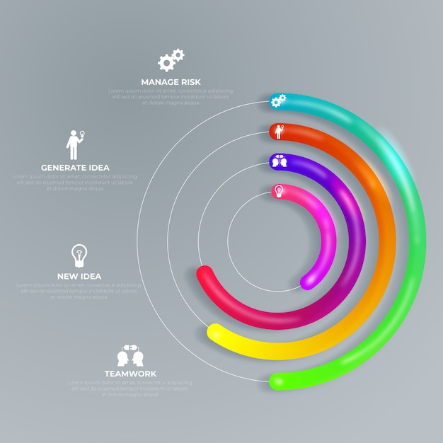 Vettore gratuito infografica lucida di progettazione 3d