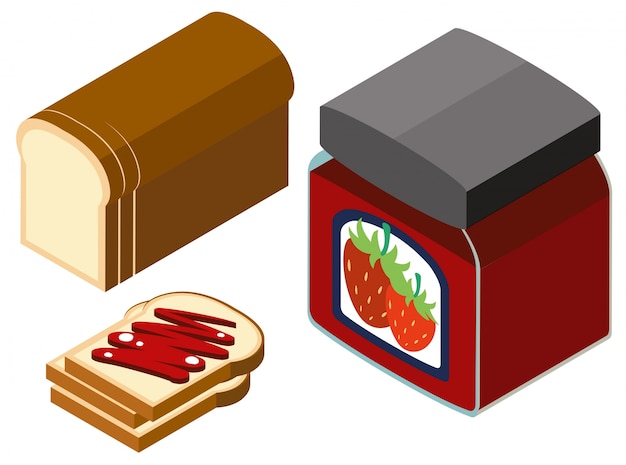 3D design for strawberry jam and bread