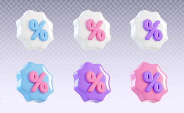 3d discount percentage badges with wavy edges