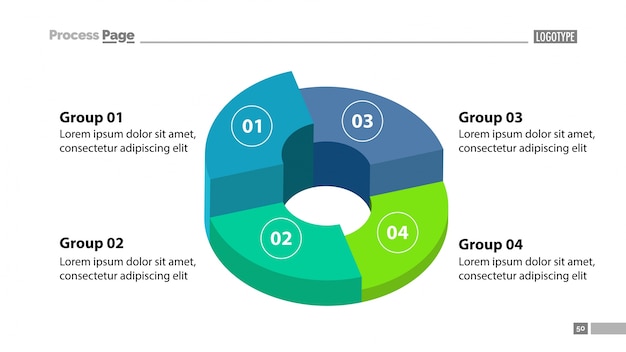 Free vector 3d donut chart with four groups template