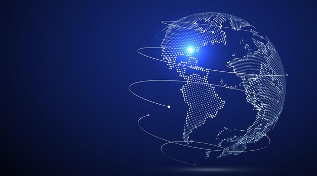 3D earth graphic symbolizing global trade illustration.