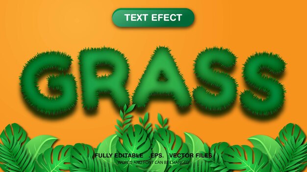 3d editable text effect and font style template, grass themed