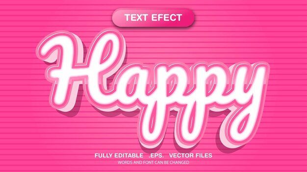 3d editable text effect and font style template, happy themed