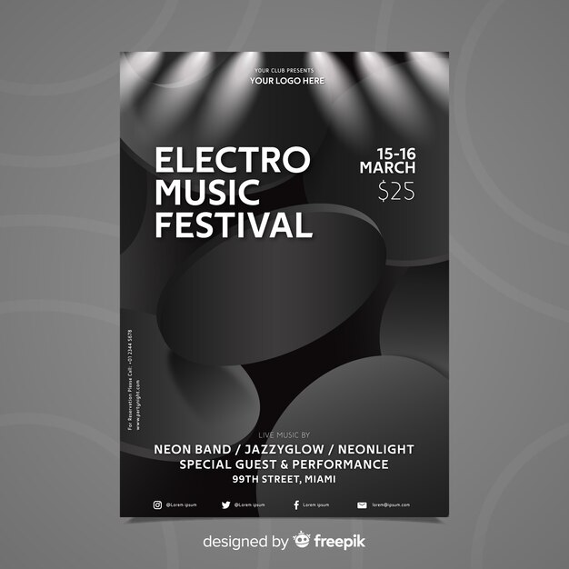 3d effect abstract effect electronic music poster template