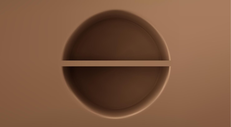 Free Vector 3d empty brown circle niche showcase shelf in wall background studio decoration storage frame for exhibit or presentation realistic vector mockup luxury round recess compartment indoor place