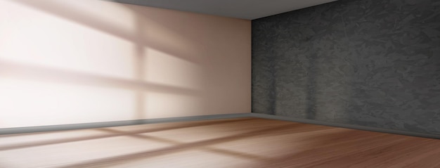 3 d の空の部屋のコーナーを灰色の壁のベクトルでレンダリングします。