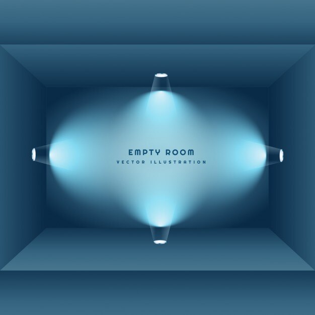 3d empty room with lights