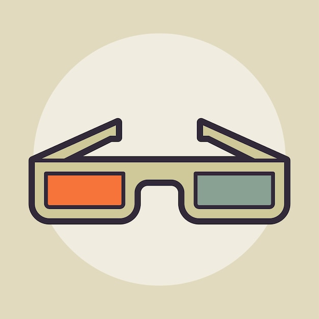 3d eyeglass cinema vintage illustration