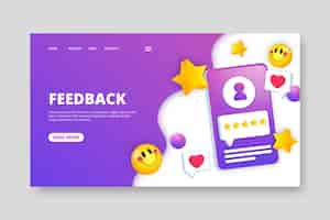 Free vector 3d feedback landing page template