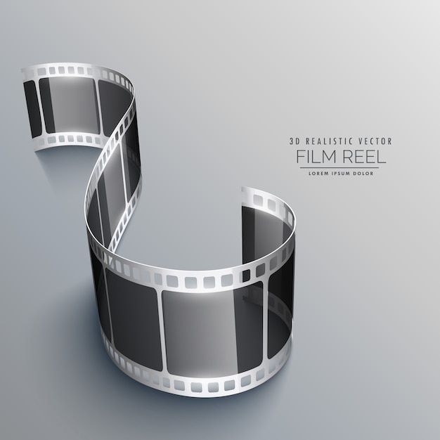 Vettore gratuito striscia di pellicola in 3d su sfondo grigio di progettazione