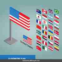 Free vector 3d flags collection