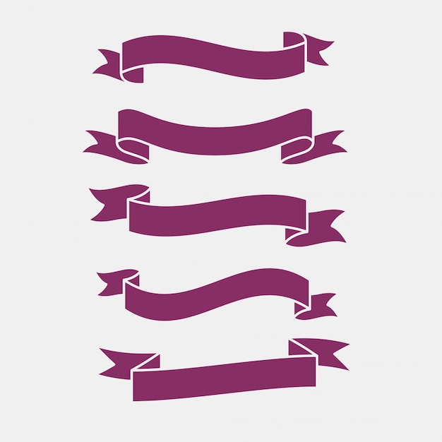 Get Creative with the Free 3D Flat Purple Ribbons Banner Set!