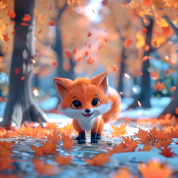 Free vector 3d fox cartoon illustration