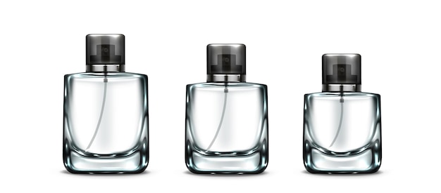 3d fragrance glass bottle Cosmetic vector mockup
