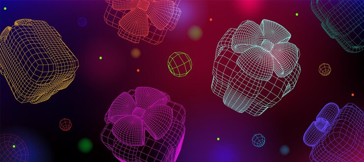 Free Vector 3d futuristic cyber gift box offer tech background