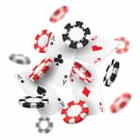 Free vector 3d gambling red and black flying chips.